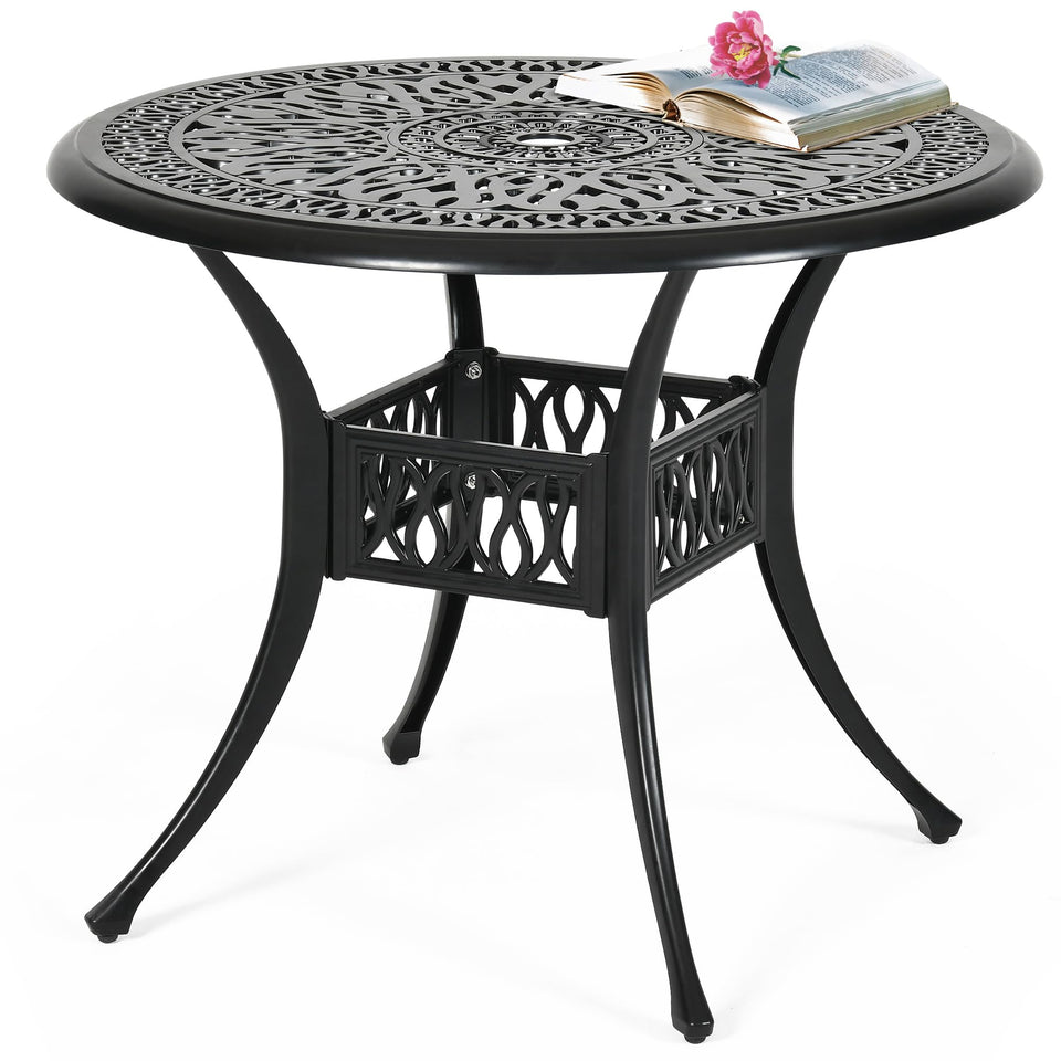 DWVO 35-inch round outdoor dining table ideal for spacious al fresco meals