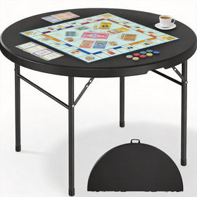 DWVO 48-inch round folding table in patio setup with ample surface