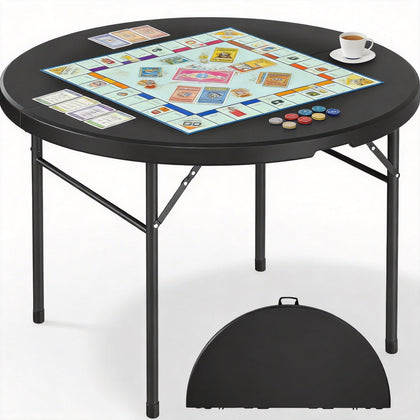 DWVO 48-inch round folding table in patio setup with ample surface