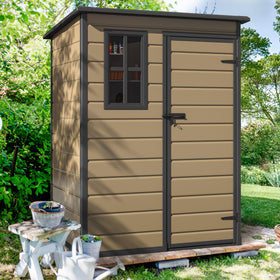 DWVO backyard shed ready for garden tools or pet shelter use