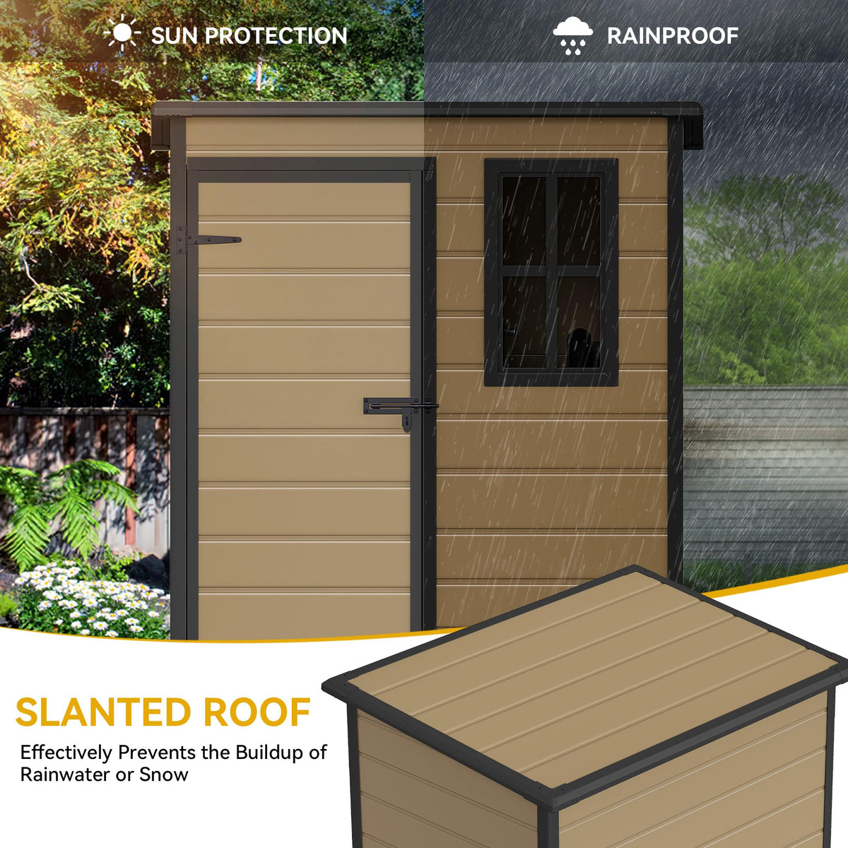 DWVO sloped roof design promotes water drainage and prevents pooling