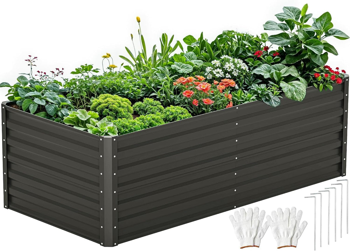 DWVO 6x3x2 ft raised garden bed outdoors for versatile planting
