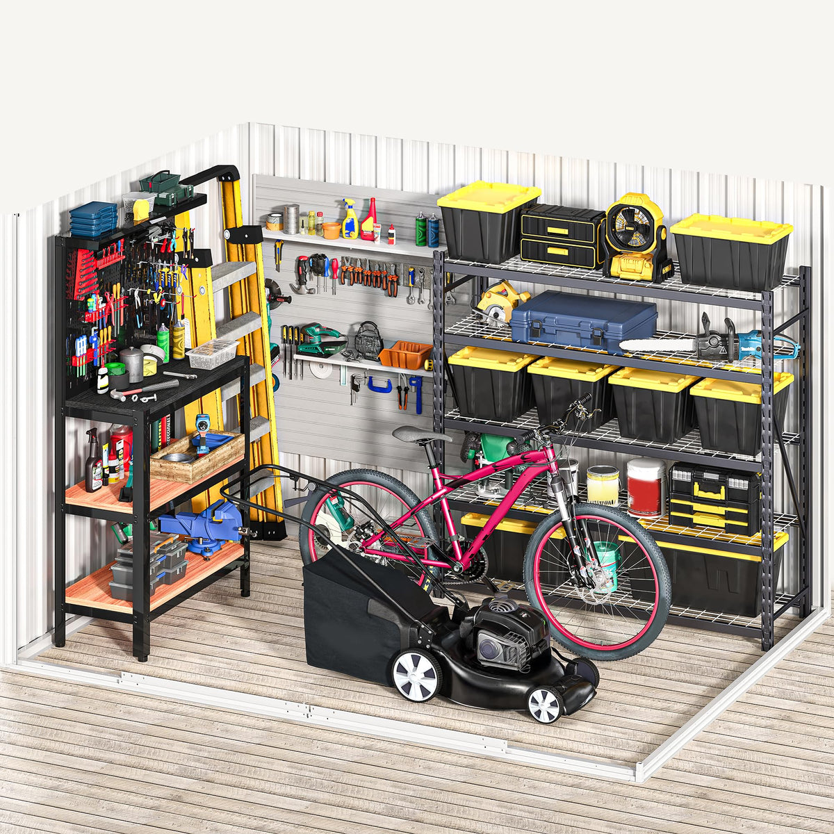 DWVO interior space emphasizes room for bicycles and garden tools.