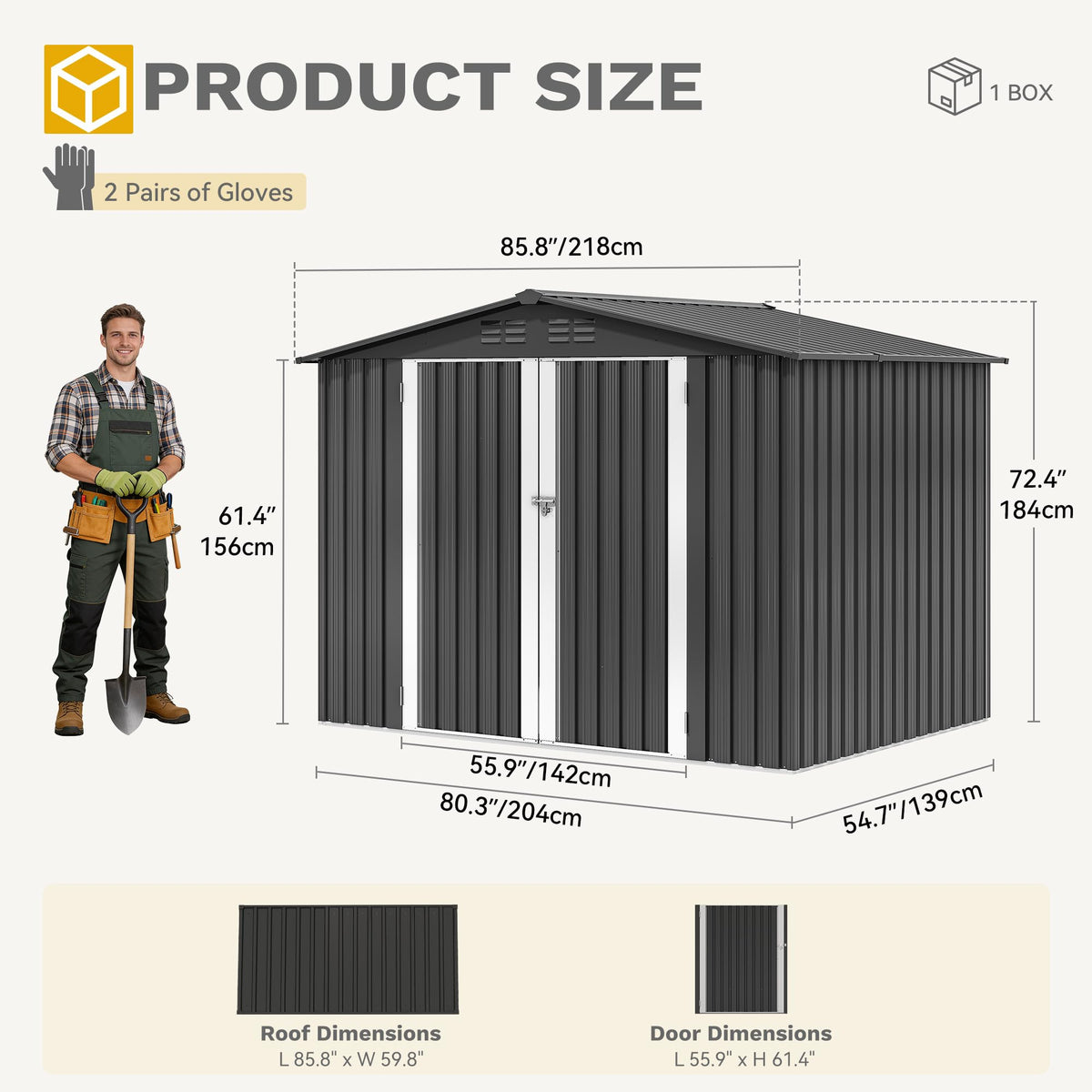 Lockable doors provide secure storage for equipment and tools.