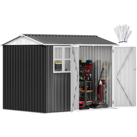 DWVO 8x6ft storage shed front view showing spacious entry for easy tool access