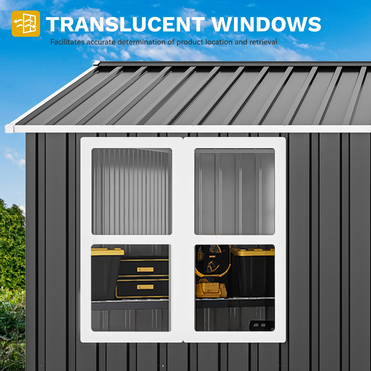 DWVO front windows on the 8x6ft shed providing daylight inside