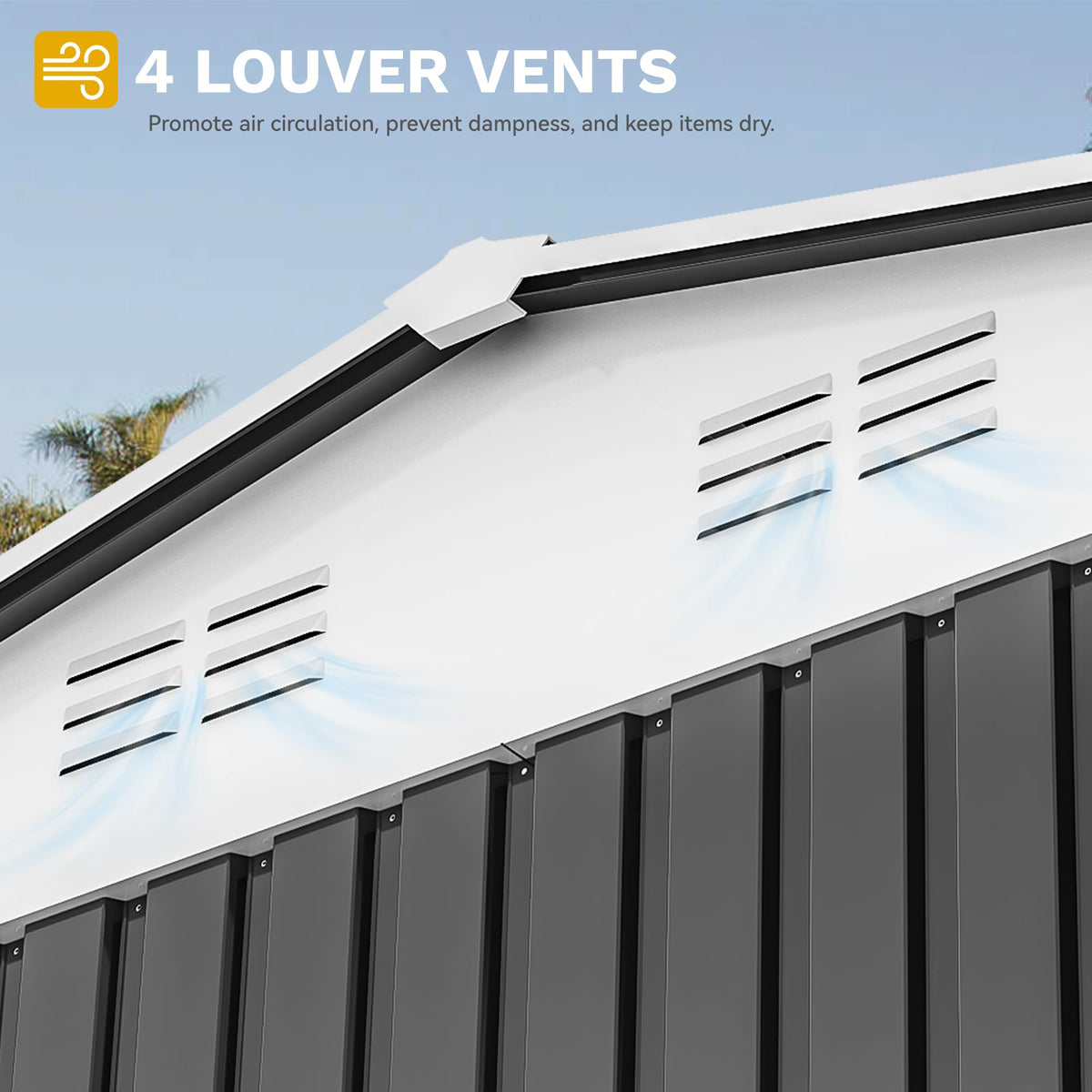DWVO 8x6ft shed ventilation holes promoting airflow and moisture control