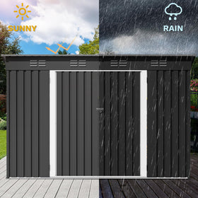 DWVO shed doors open to show easy access and organization space
