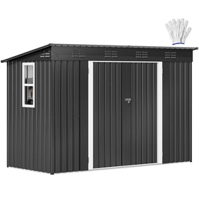 DWVO 9x4ft shed front view with translucent windows for natural light and visibility
