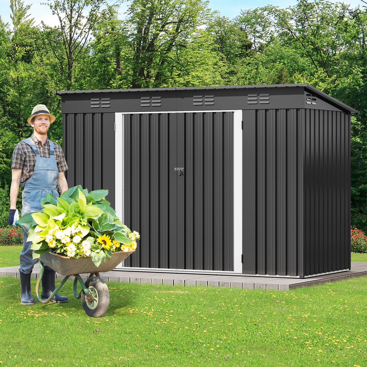 DWVO shed lockable double doors for secure tool and bike storage