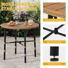 DWVO bistro table with UV resistant top for easy cleaning.