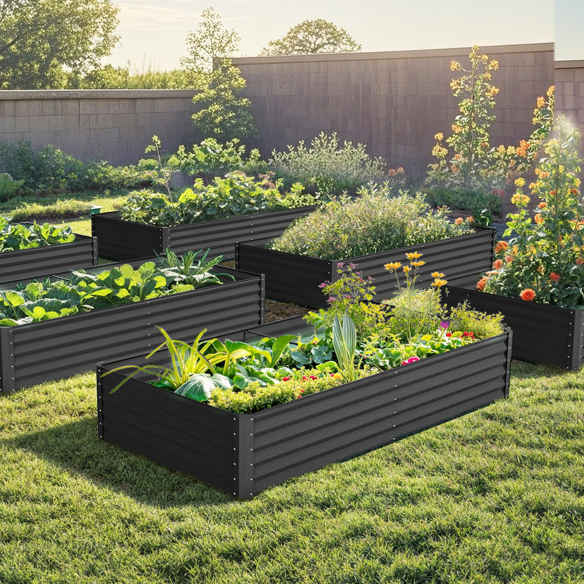 DWVO galvanized flower bed open bottom for improved drainage and root growth.