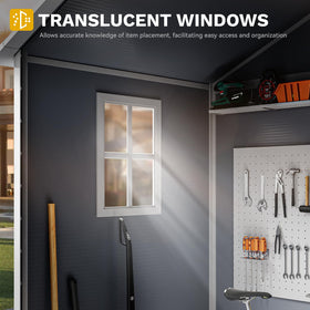 DWVO lockable door and clear panels provide secure, well-lit storage space.