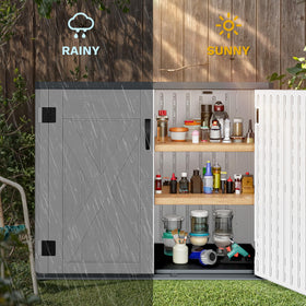 DWVO shed door with X-lockable design improves security for stored gear.