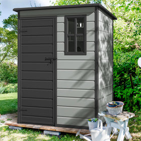DWVO outdoor storage shed fits in gardens, backyards, and patios.