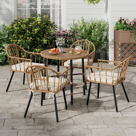 DWVO patio table with adjustable feet to stay level on uneven ground.