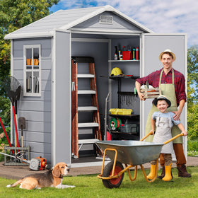 DWVO reinforced-floor shed with sturdy base supports heavy equipment.