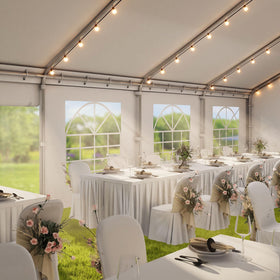 DWVO removable PVC sidewalls with zipper for easy climate control.
