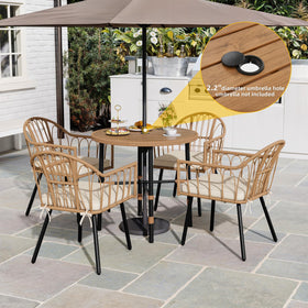 DWVO round table for four with iron frame and stable legs.