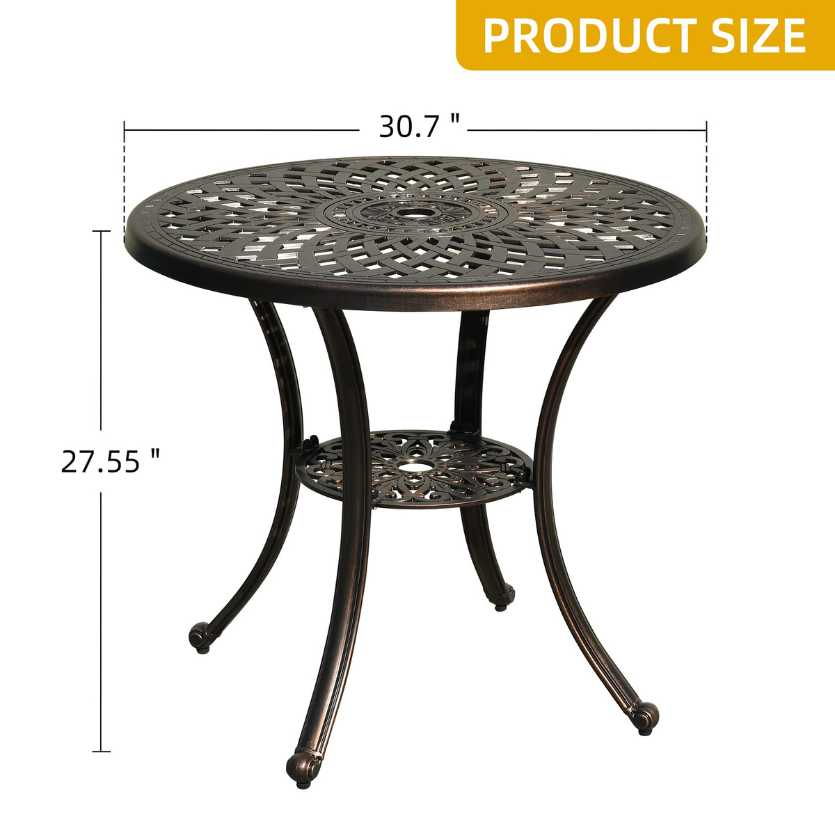 DWVO rust-proof cast aluminum construction resists weather and wear for lasting outdoor use.