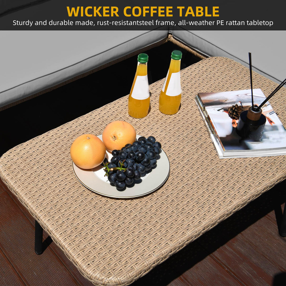 DWVO side table with sturdy steel base enhances outdoor gatherings.