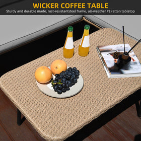 DWVO side table with sturdy steel base enhances outdoor gatherings.
