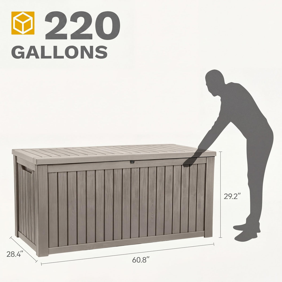 DWVO waterproof outdoor storage box protects contents during rain and dew.