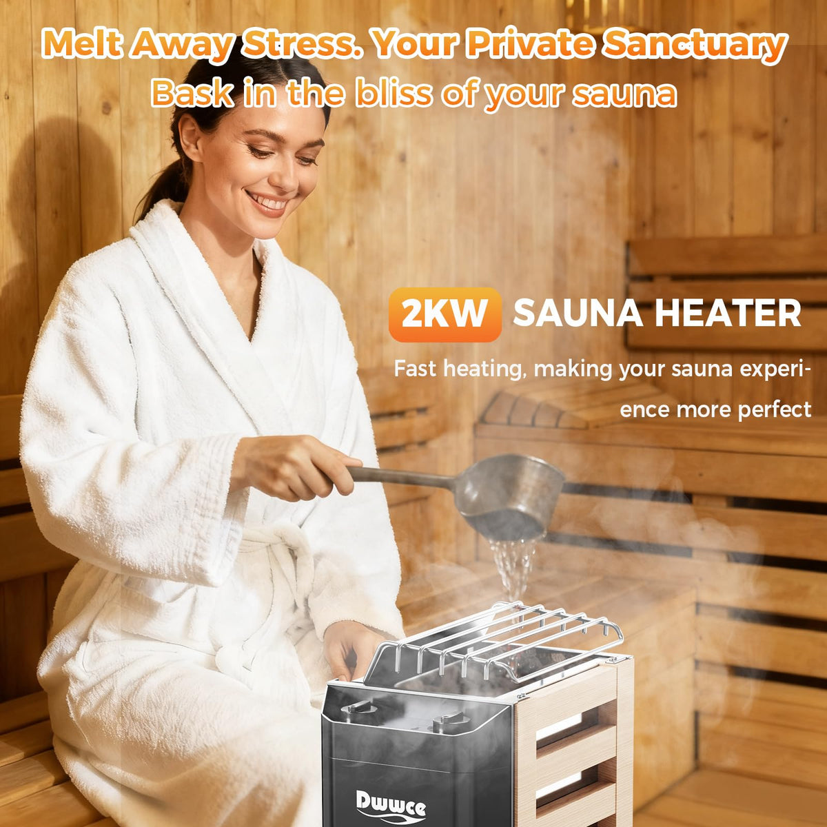 Dwwce wall-mounted backplate for quick, clean sauna installation