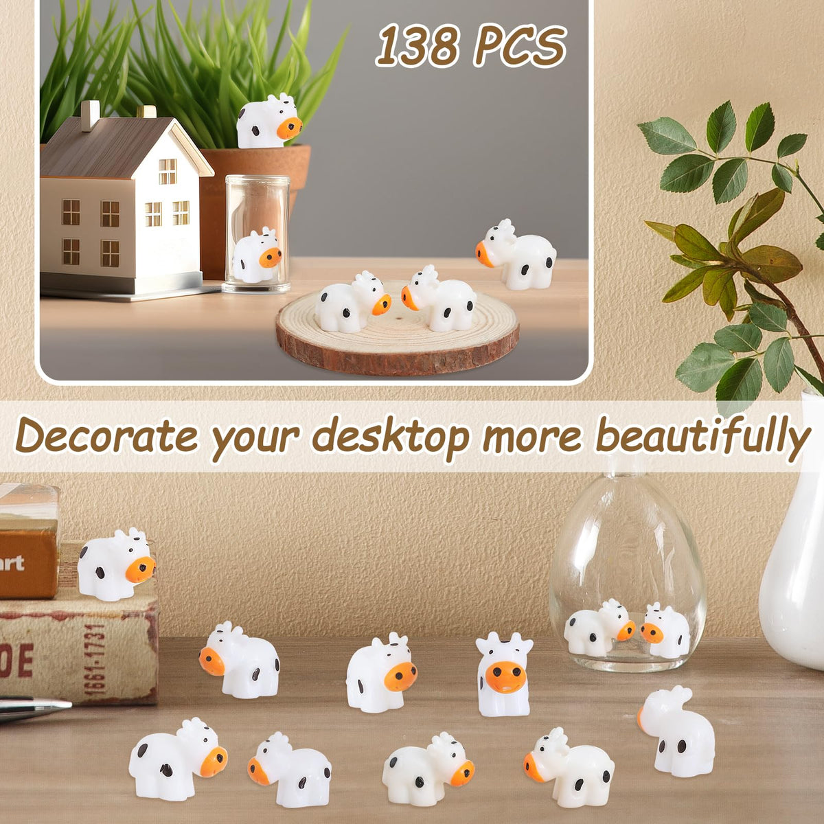 DWWPOO resin cows provide charming accents for moss landscapes and diorama setups