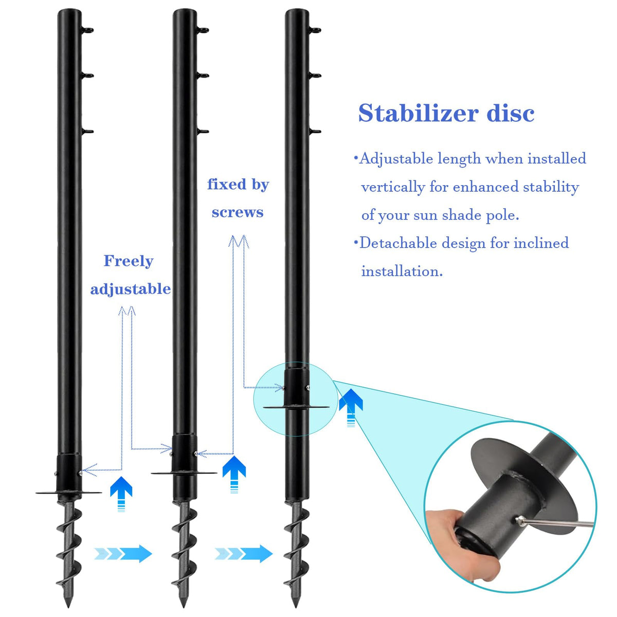 Dxbsuksb heavy-duty steel pole extends to 144 inches for wide shade.