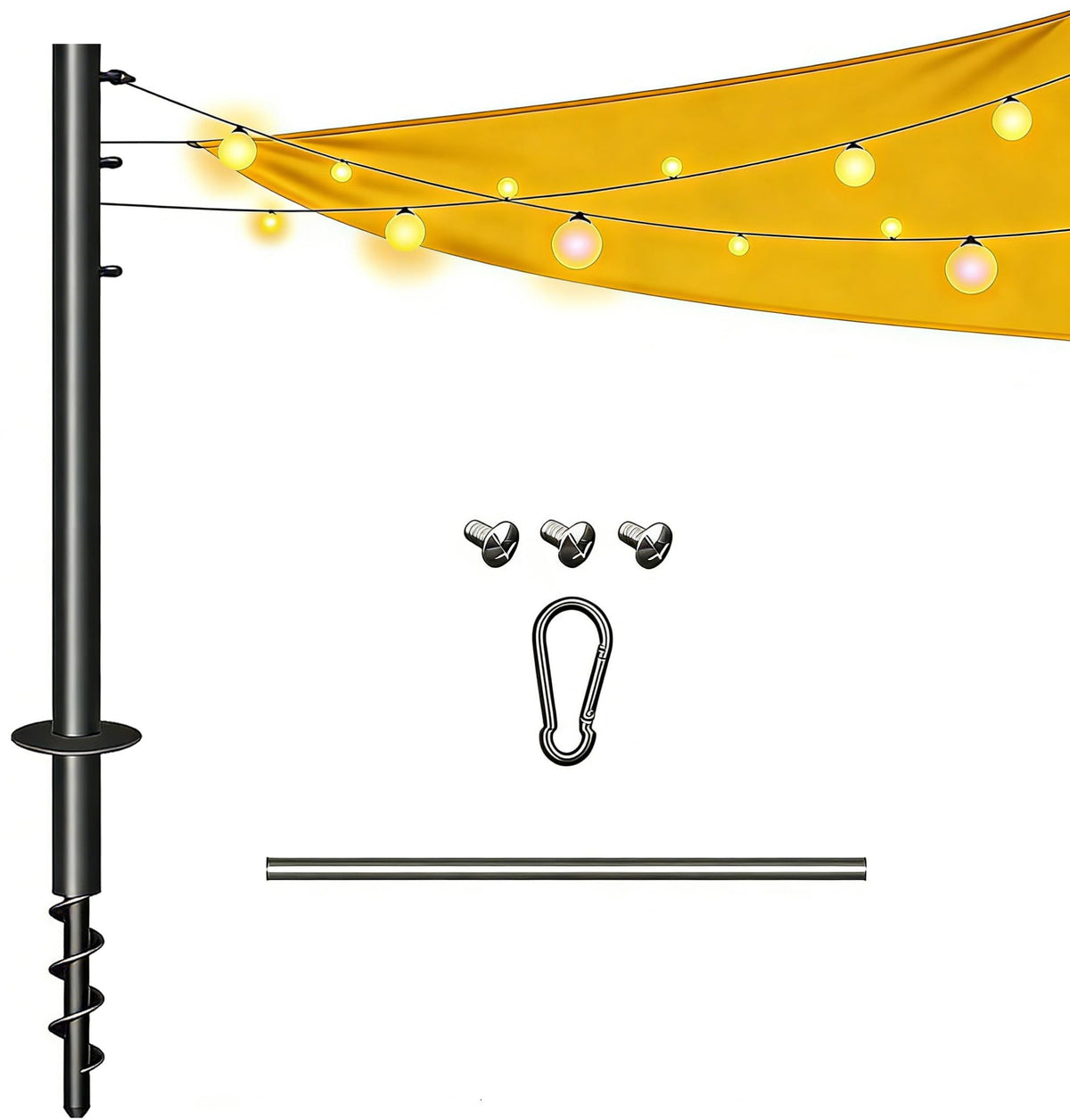 Dxbsuksb sun shade sail pole 11.4ft, sturdy outdoor shade setup.