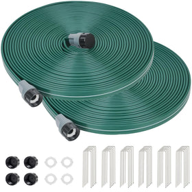 DXront sprinkler hose 50ft ready for lawn irrigation with broad coverage.