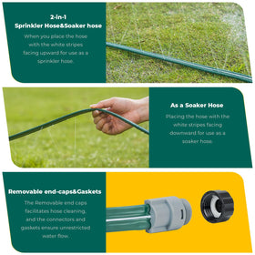 DXront sprinkler hose with micro-holes delivers even irrigation across beds.