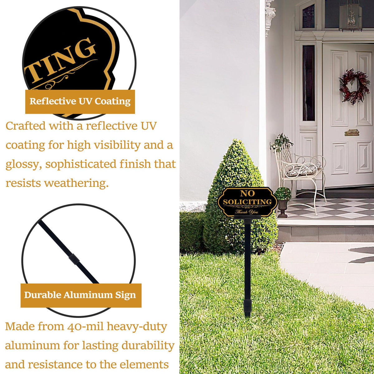 DXSIGN two-pack no-soliciting signs for homes and small businesses