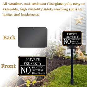 DXSIGN Snap-lock installation makes No Soliciting sign quick to assemble for yard or front door.