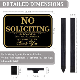 DXSIGN no soliciting sign 14x10 aluminum withstands weather outdoors year-round