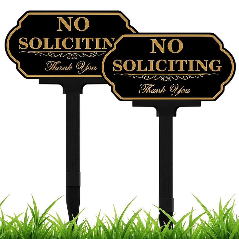 DXSIGN No Soliciting Sign for the front door with stake for clear deterrence of door-to-door sales