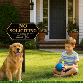 DXSIGN No Soliciting Sign with stake extending to 36 inches for yard visibility