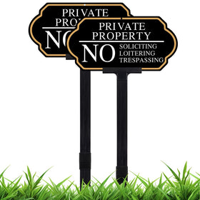 DXSIGN no-soliciting yard sign front view showing bold message for privacy.