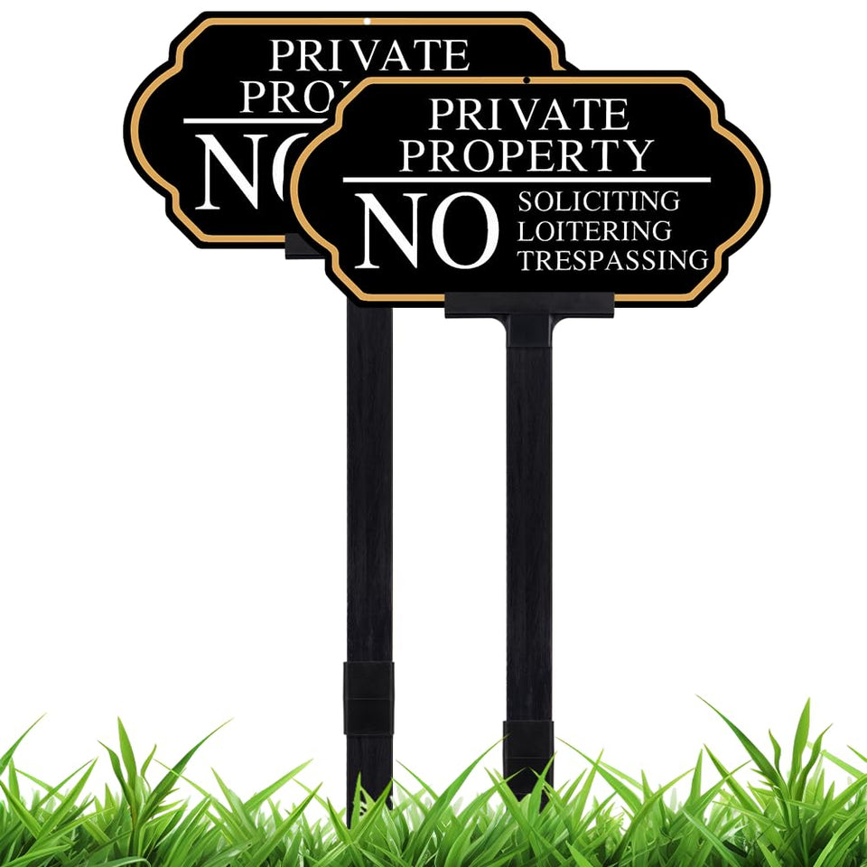 DXSIGN no-soliciting yard sign front view showing bold message for privacy.