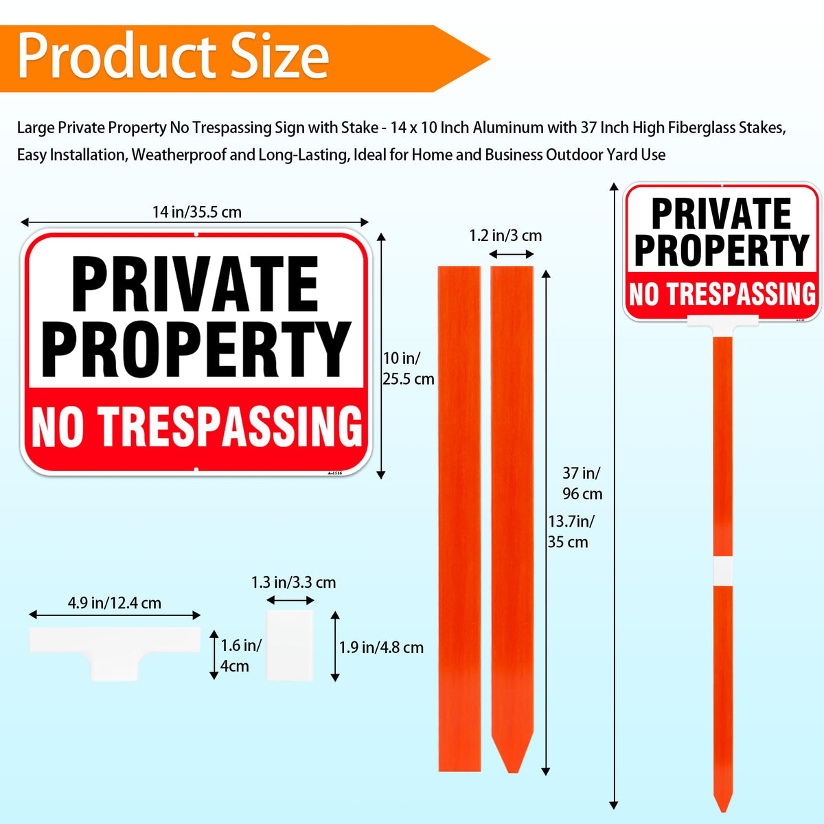 DXSIGN tool-free setup private property sign for quick, screw-free installation.