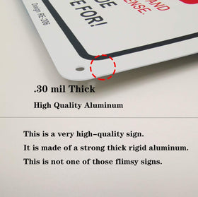 Dxsigns wall-mount-armed-sign with pre-drilled holes enables quick installation.
