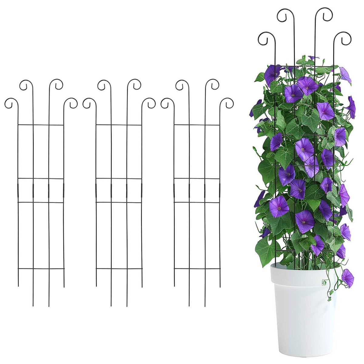 DYBEEDUAL 4-pack 32-inch wave trellis supports climbing plants and saves space.