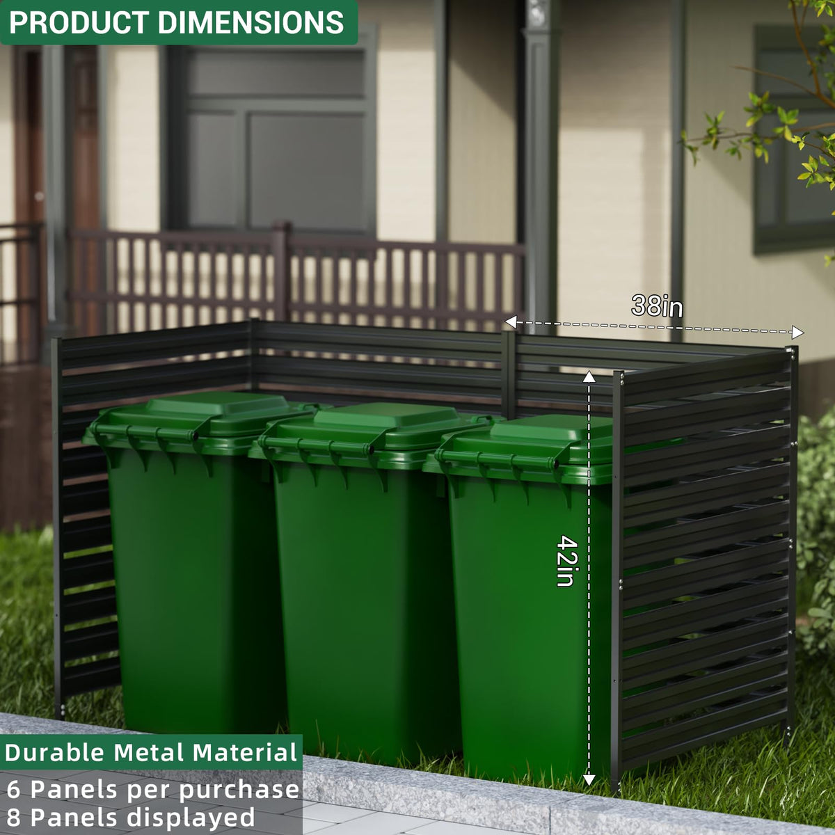Dyemair 42-inch fence hides a trash can neatly in the yard.