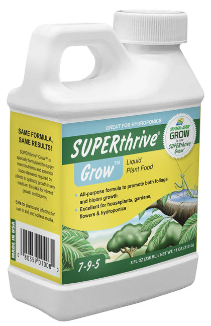 Dyna-Gro Grow bottle close-up showing precise nutrient formulation for thriving plants.