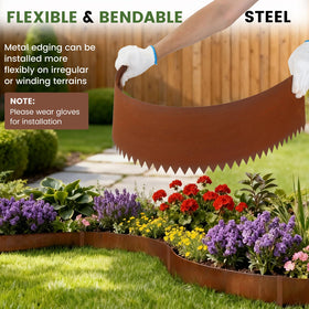 Dyna-Living bendable edging curves smoothly around garden beds.