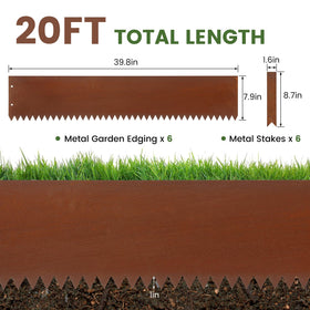 Dyna-Living pre-rusted border 20 ft pack defines rustic lawn boundaries.