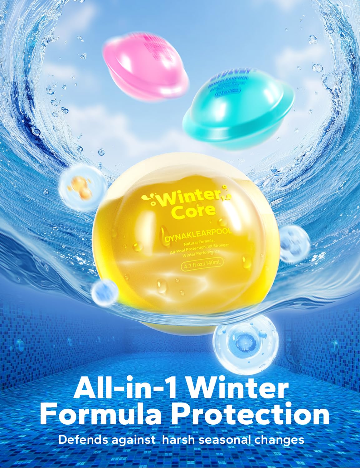Dynaklearpool winterizing kit closing setup showing simple drop-in action.