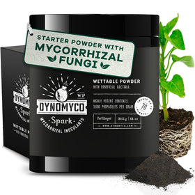 DYNOMYCO Spark WP powder dispersal into seed starter soil boosts root growth