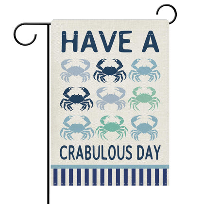 Dyrenson Beach Coastal Crab flag front view for durable outdoor décor